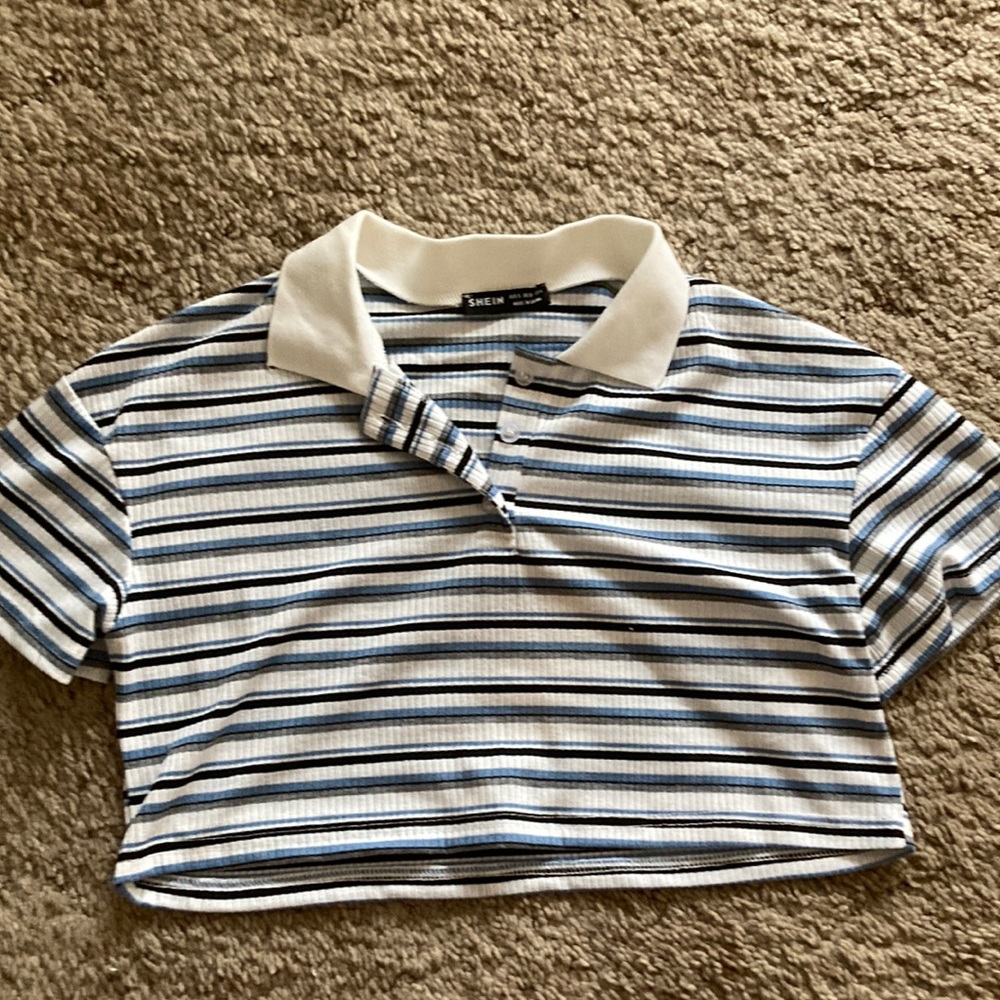 cropped mock polo shirt